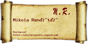 Mikola Renátó névjegykártya